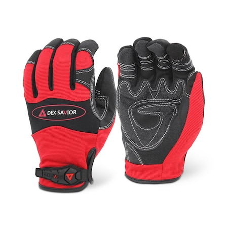 Mechanic Gloves, Palm Padded, Red, Neoprene Shell, X-Large